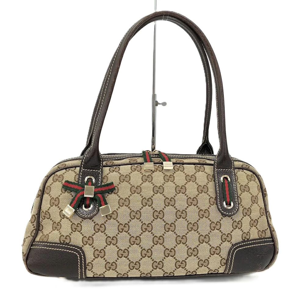 Gucci Boston Bag Sherry Canvas Leather Brown